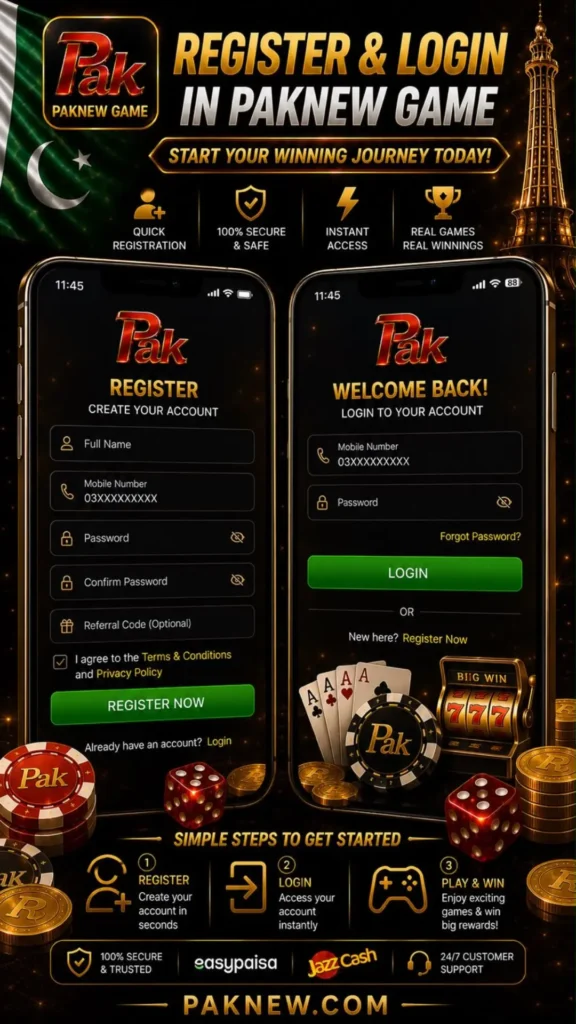 Register and Login to Paknew Game