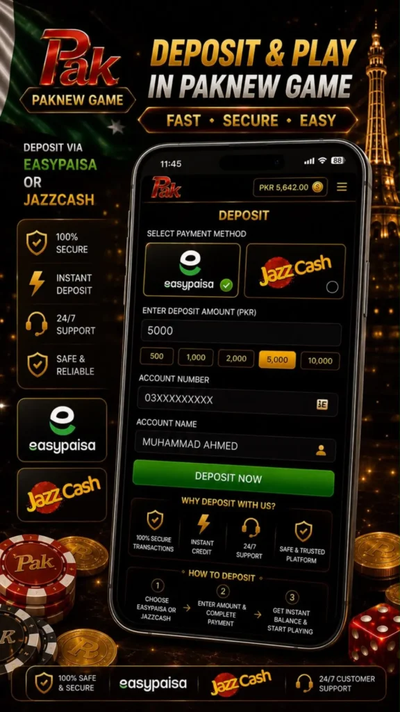 Deposit in Paknew Game